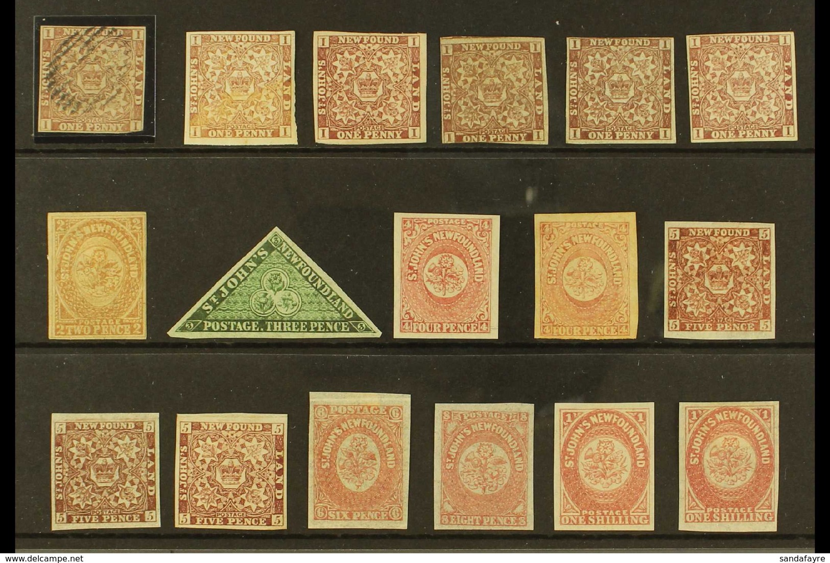 1860-64 EARLY IMPERFS RANGE A Mostly Mint Group With 1860 3d Deep Green Mint, 1862-64 New Colours 1d X6 (one Is Used), 2 - Autres & Non Classés