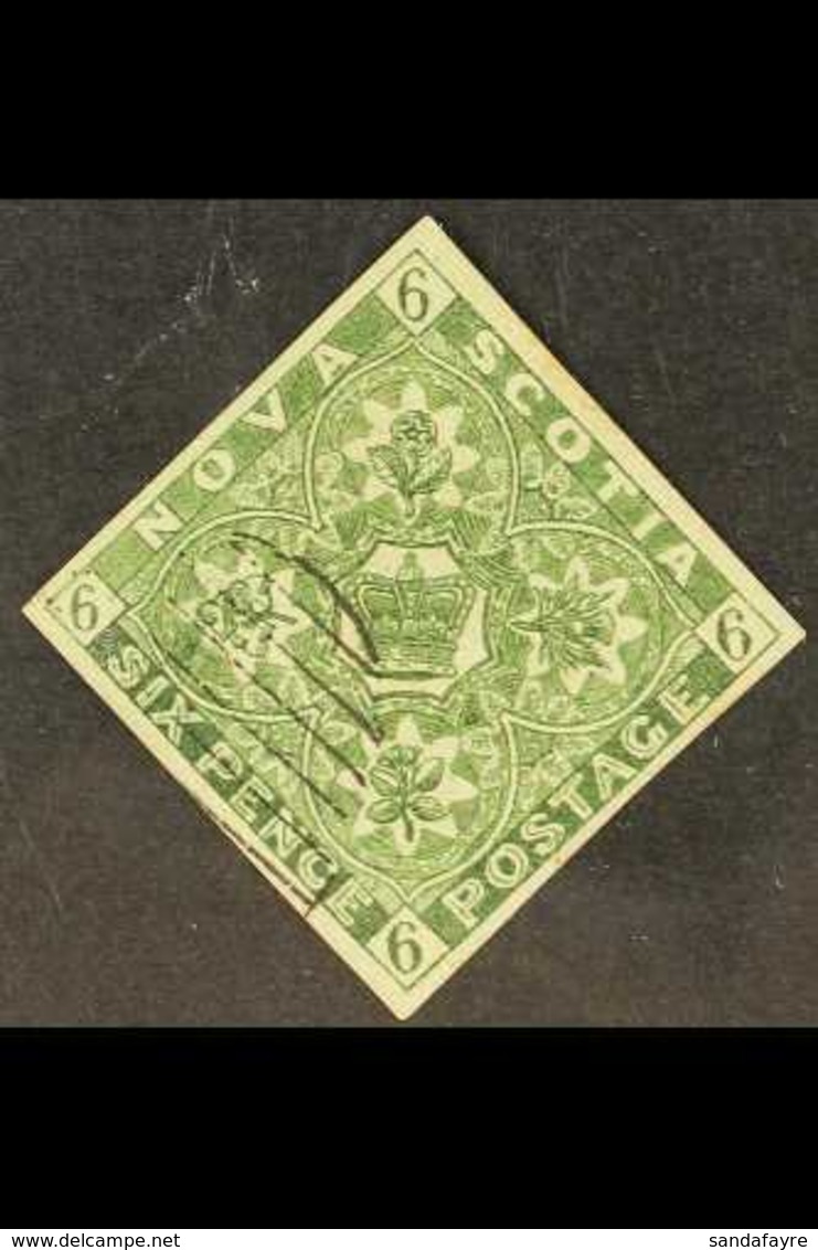 NOVA SCOTIA FORGERY 1851-60 6d Yellow-green, Imperf, By Oneglia, As SG 5, Very Fine Used, Light Cancel And Four Good To  - Other & Unclassified