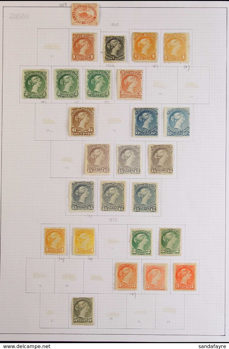 1859-1899 BEAUTIFUL MINT COLLECTION On Leaves, Includes 1859 5c, 1868-90 Large Queens ½c, 1c (x3 Incl Two Orange-yellow  - Autres & Non Classés