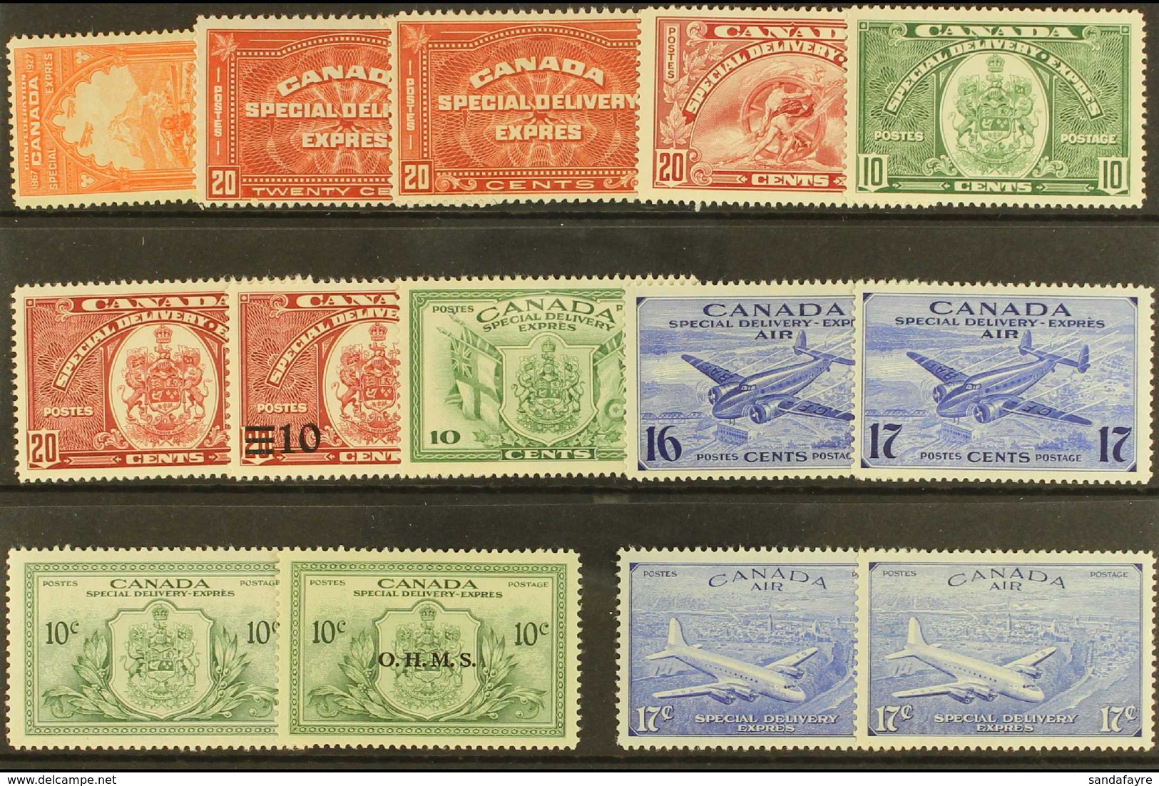 SPECIAL DELIVERY 1927-1946 ALL DIFFERENT FINE MINT Range Presented On A Stock Card Including A Complete Run SG S5/17 & A - Other & Unclassified