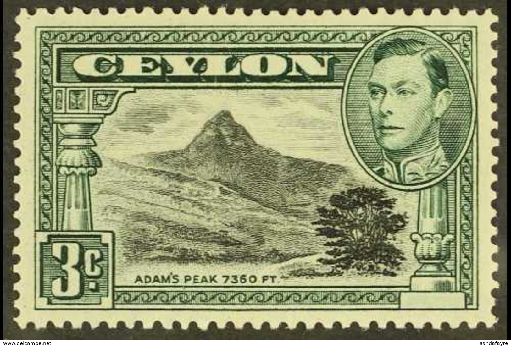 1941 3c Black And Deep Blue-green, Line Perf 14, SG 387c, Very Fine Mint.  For More Images, Please Visit Http://www.sand - Ceylan (...-1947)