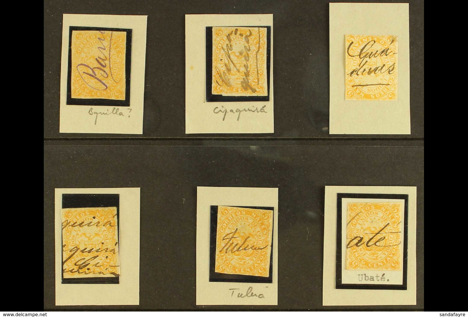 1868 MANUSCRIPT CANCELLATIONS A Neatly Presented Used Collection Of The Scarce 1868 Imperf  5c Orange, Scott 53, SG 51,  - Colombie