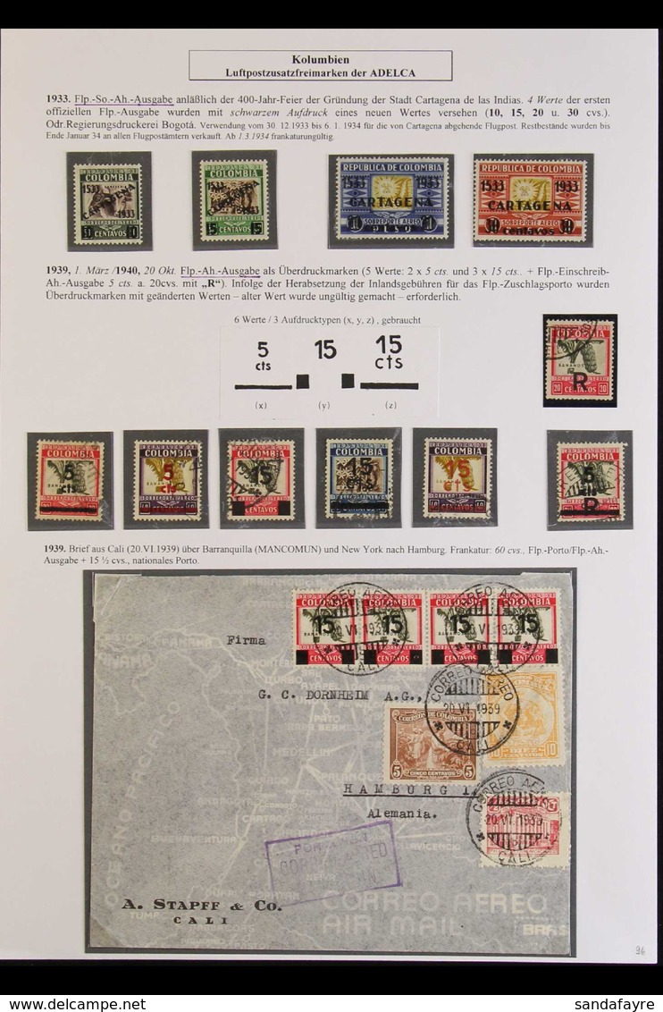 1932-1940 AIR POST With 1932 5c Mint And "R" Overprint 20c Used, Plus 20c (with A Couple Of Postage Issues) On Flown Cov - Kolumbien