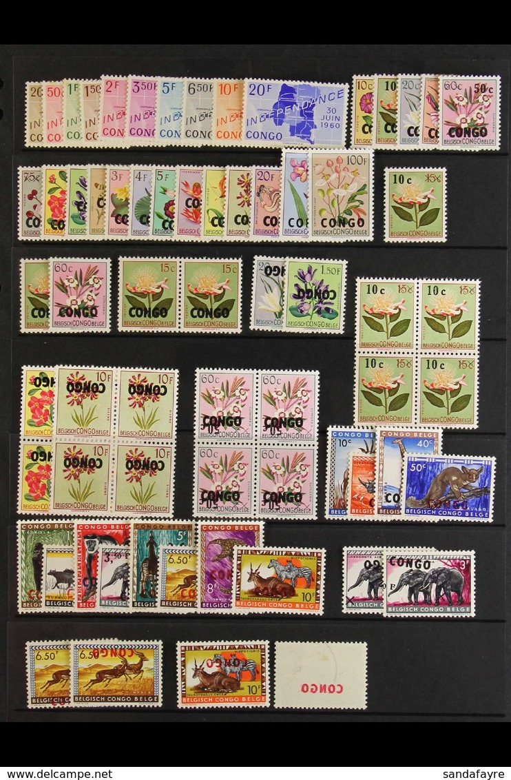 1960-64 NEVER HINGED MINT COLLECTION Incl. 1960 Flowers Set, Plus Unissued 15c And 60c, Inverted Overprints 1f And 10f B - Autres & Non Classés