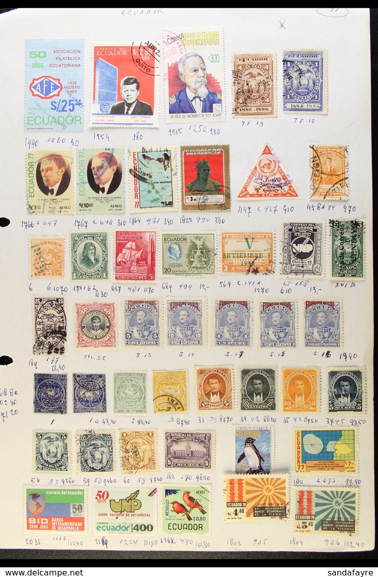 1865-1994 COLLECTION On Leaves, A Few Mint But Mostly Fine To Very Fine Used Stamps, Seems To Be All Different, Fresh. ( - Ecuador