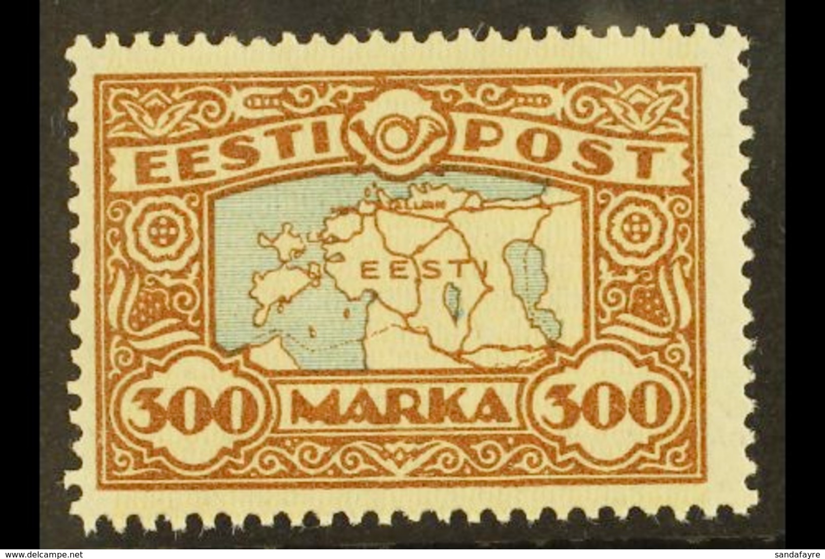 1923-23 300m Blue & Brown Map (SG 43a, Michel 54), Never Hinged Mint, Fresh. For More Images, Please Visit Http://www.sa - Estonie