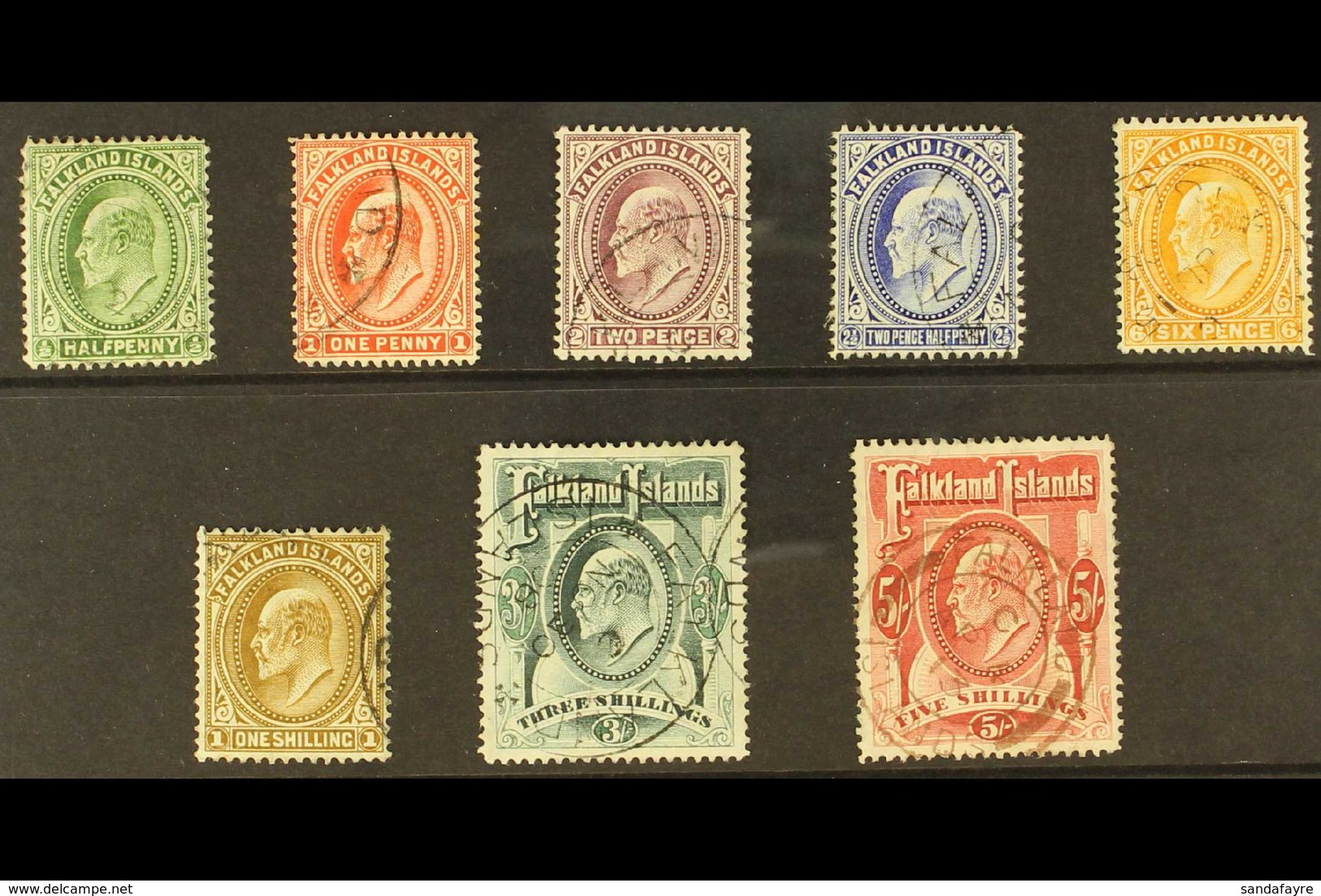 1904-12 KEVII Definitives Complete Set, SG 43/50, Very Fine Used. (8 Stamps) For More Images, Please Visit Http://www.sa - Falklandinseln