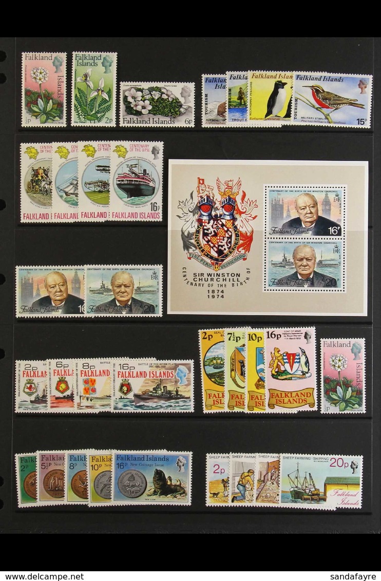 1974-1976 ISSUES NEVER HINGED MINT A Complete Basic Run Of Commem Sets And Definitive Watermark Changes, SG 293/324. Lov - Falkland Islands