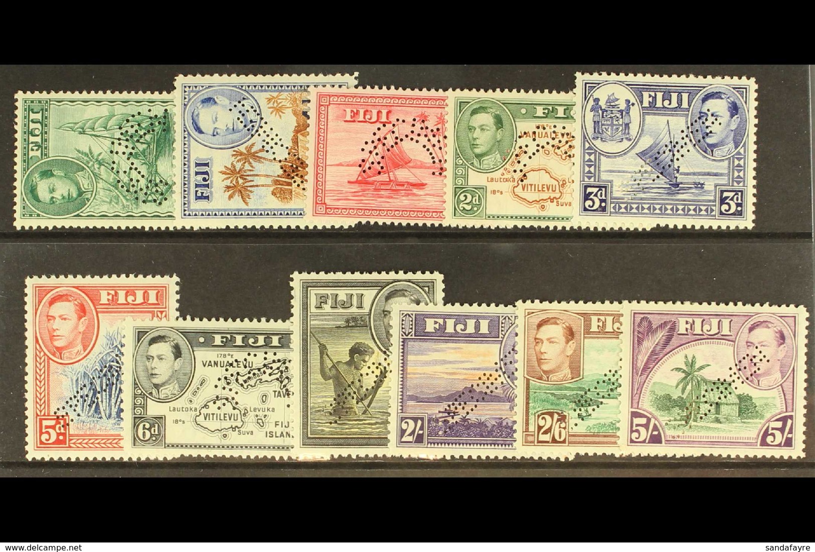 1938 The Original Set To 5s, Perf. "SPECIMEN", Very Fine Mint. (11 Stamps) For More Images, Please Visit Http://www.sand - Fidschi-Inseln (...-1970)