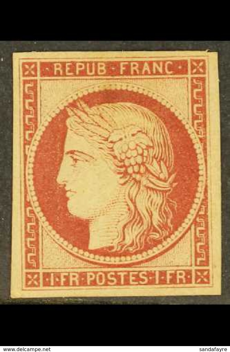 1849 1fr Carmine Ceres, SG 19 (Yvert 6), Very Fine Unused. A Beautiful Stamp With Fresh Original Appearance And 4 Good / - Otros & Sin Clasificación