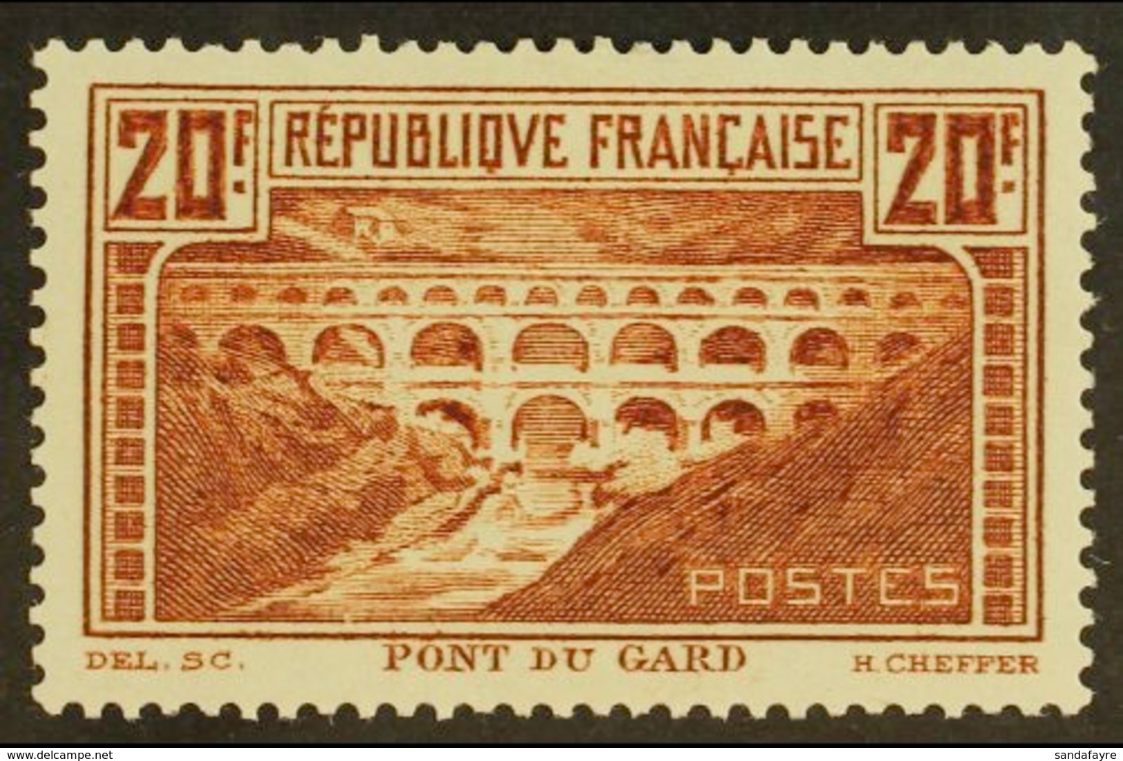 1929 - 31 20fr Brown "Pont Du Gard", Perf 13½x13, Yv 262 (Type I), Very Fine And Fresh Mint. For More Images, Please Vis - Sonstige & Ohne Zuordnung