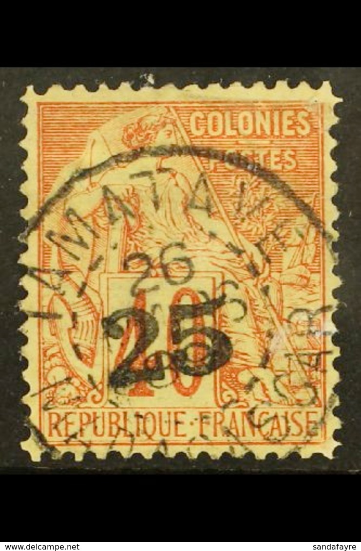 MADAGASCAR 1889 25 On 40c Red On Yellow, SG 3 (Yvert 3), Very Fine Used. For More Images, Please Visit Http://www.sandaf - Sonstige & Ohne Zuordnung