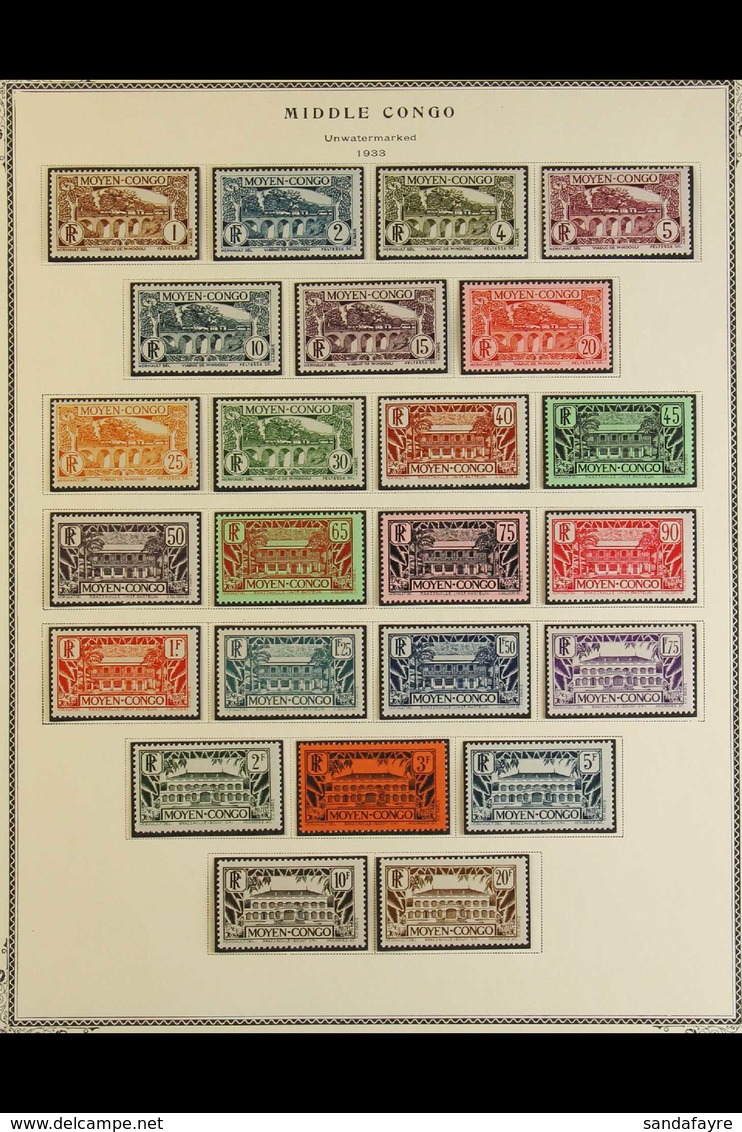 MIDDLE CONGO 1907-1933 COMPLETE COLLECTION Presented On A Series Of Printed "Scott" Pages (Ex Alphonse Collection). Most - Other & Unclassified