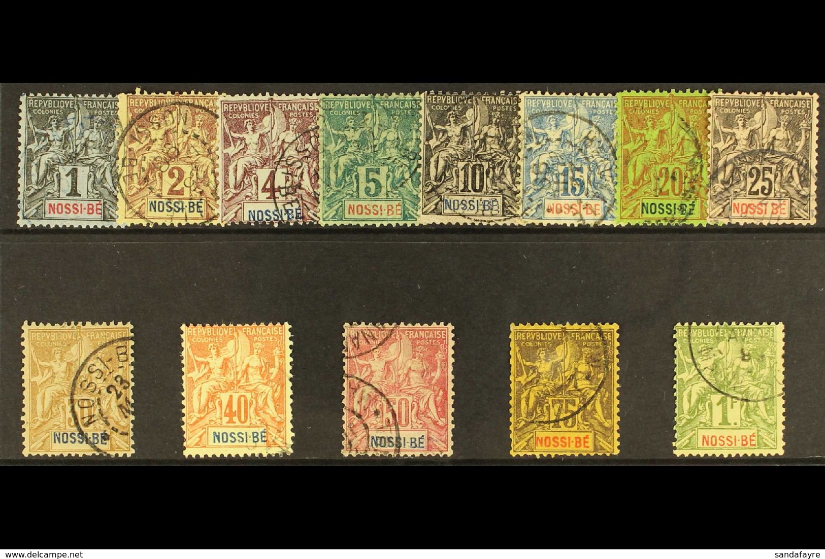 NOSSI-BE 1894 Peace And Commerce Set (SG 44/56, Yvert 27/39), Fine Used (13 Stamps) For More Images, Please Visit Http:/ - Sonstige & Ohne Zuordnung