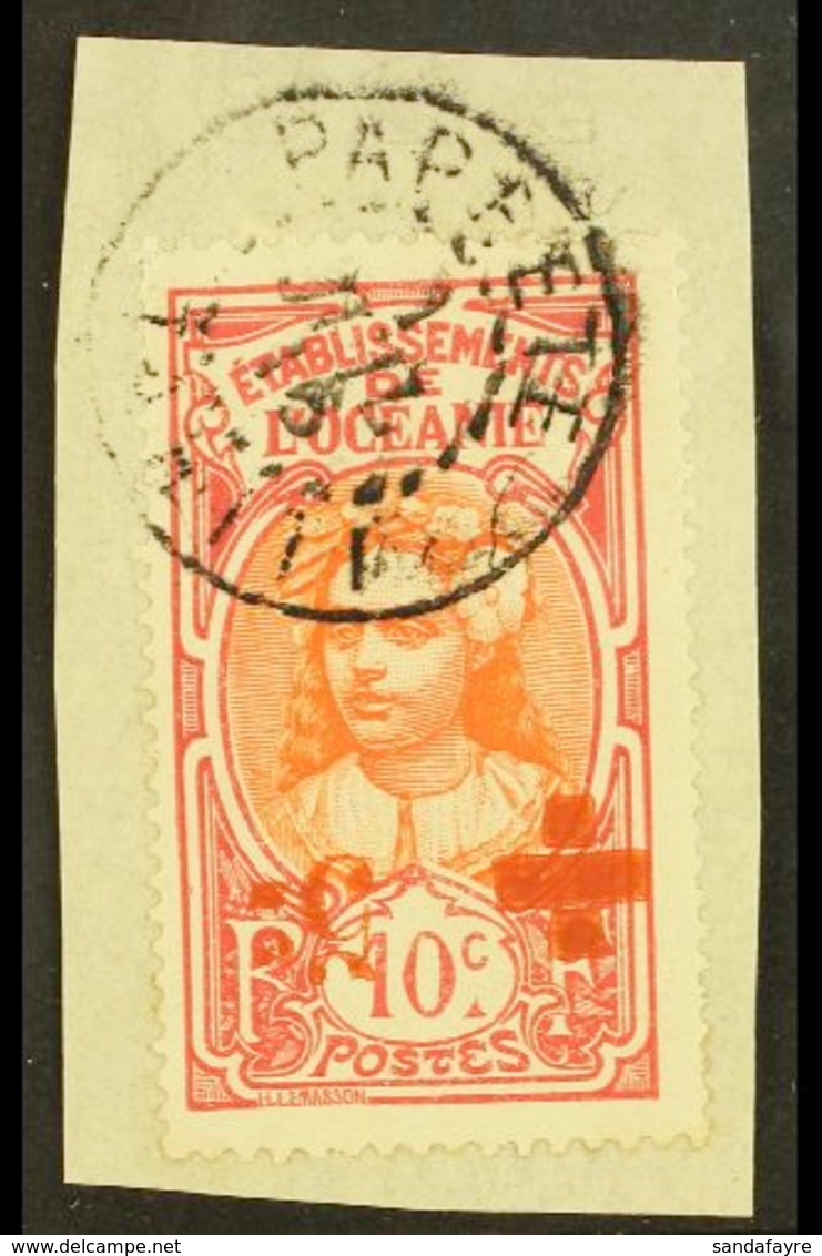 OCEANIA 1915-16 10c + 5c Orange & Carmine Red Cross (bar Under "c") SURCHARGE INVERTED Variety (Yvert 41a, SG 40a), Very - Sonstige & Ohne Zuordnung