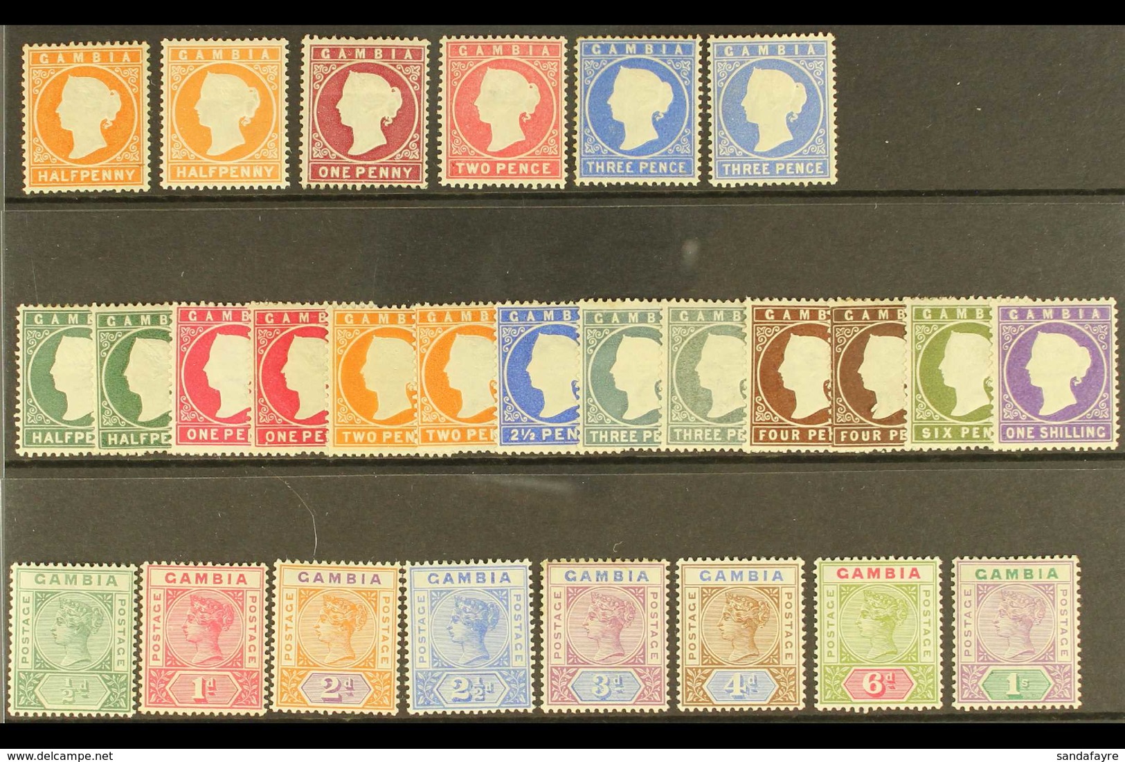 1880-1902 FINE MINT QUEEN VICTORIA COLLECTION Presented On A Stock Card That Includes 1880-81 Wmk Upright ½d (x2), 1d, 2 - Gambie (...-1964)