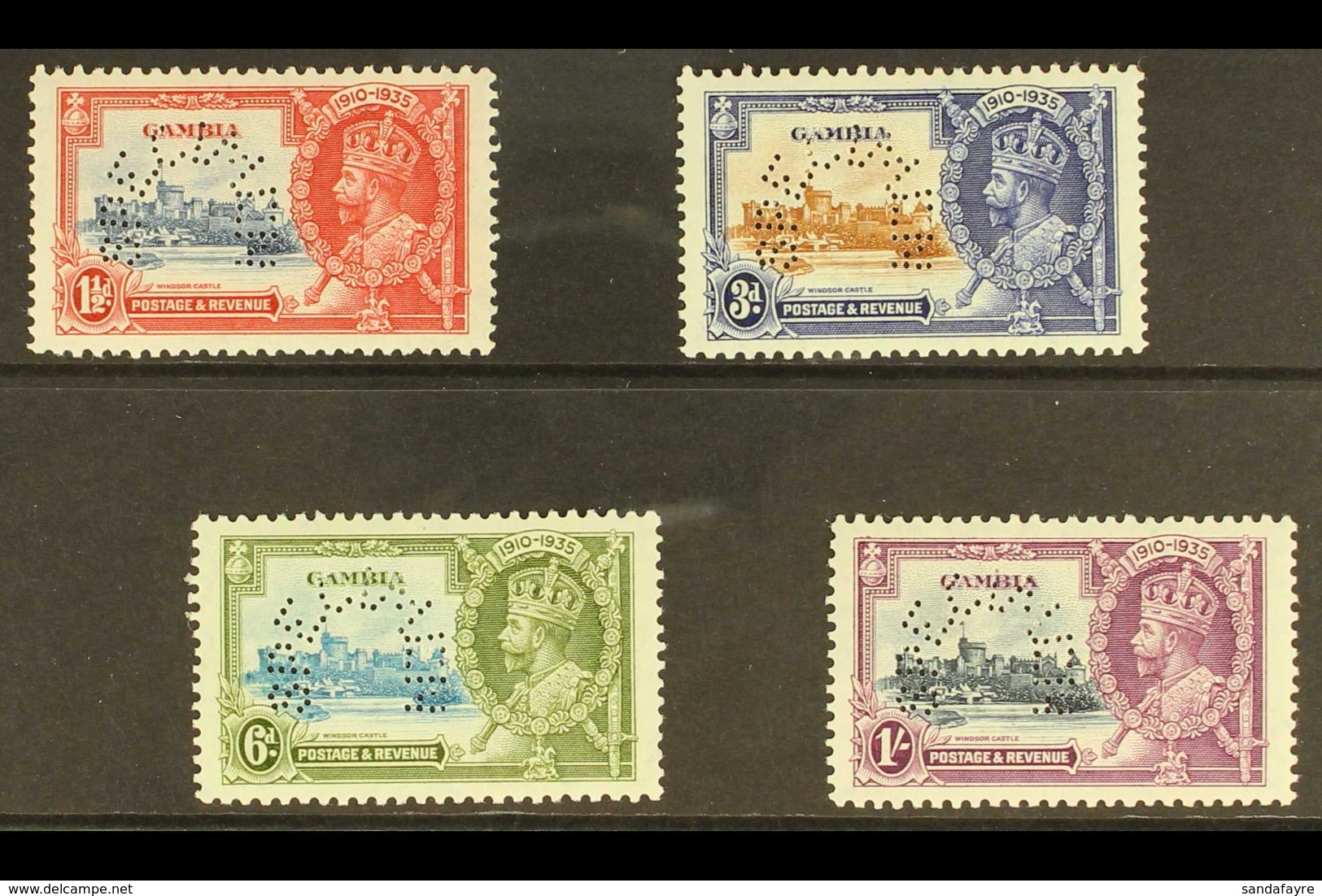 1935 Silver Jubilee Set Complete, Perforated "Specimen", SG 143s/6s, Very Fine Mint. (4 Stamps) For More Images, Please  - Gambia (...-1964)