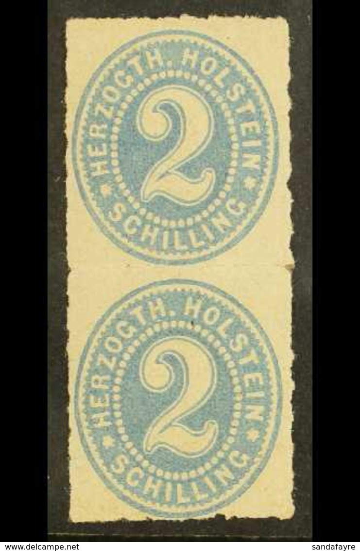 SCHLESWIG - HOLSTEIN 1865 2S Grey Blue Issue For Holstein, Mi 21, Vertical Mint Pair, Lower Stamp NHM. For More Images,  - Autres & Non Classés