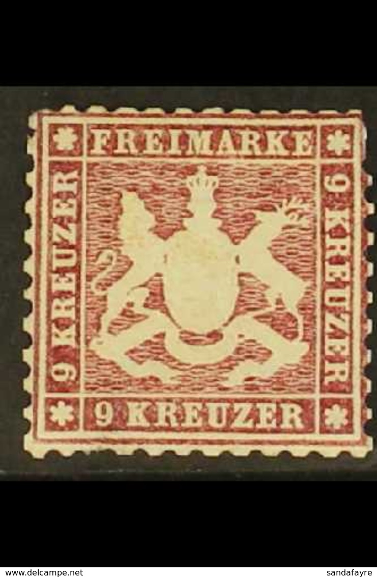 WURTTEMBERG 1862 9k Purple Perf 10 (Michel 24, SG 48), Unused No Gum, Small Thins, Some Short & Trimmed Perfs, Fresh, Ca - Other & Unclassified