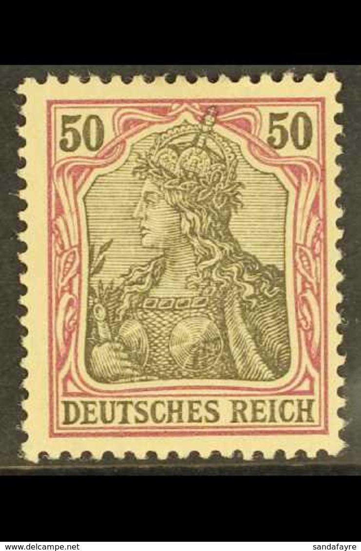 1902 50pf Black & Purple On Rose Germania (Michel 76, SG 75), Never Hinged Mint, Very Fresh, Expertized Hennies BPP. For - Other & Unclassified