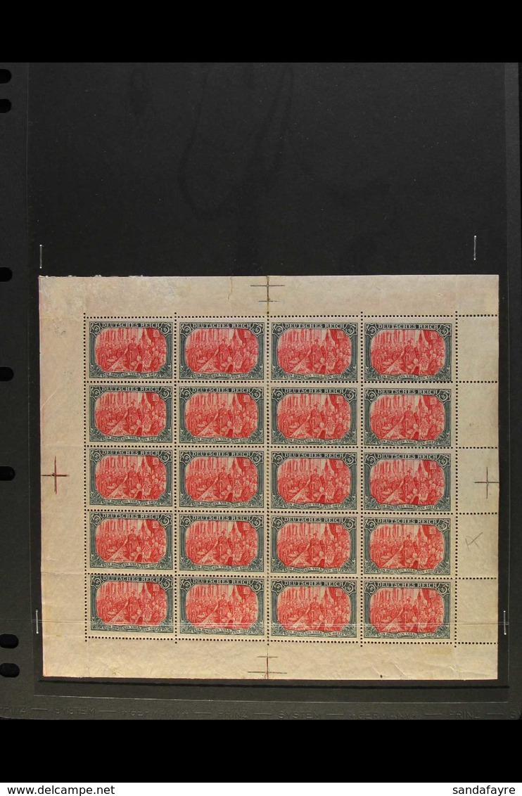 1905-12 (1906) 5M Green Black & Dark Carmine, Mi 97 AI B, Complete Sheet Of 20 Stamps With Selvedge To All Sides, Mint & - Autres & Non Classés