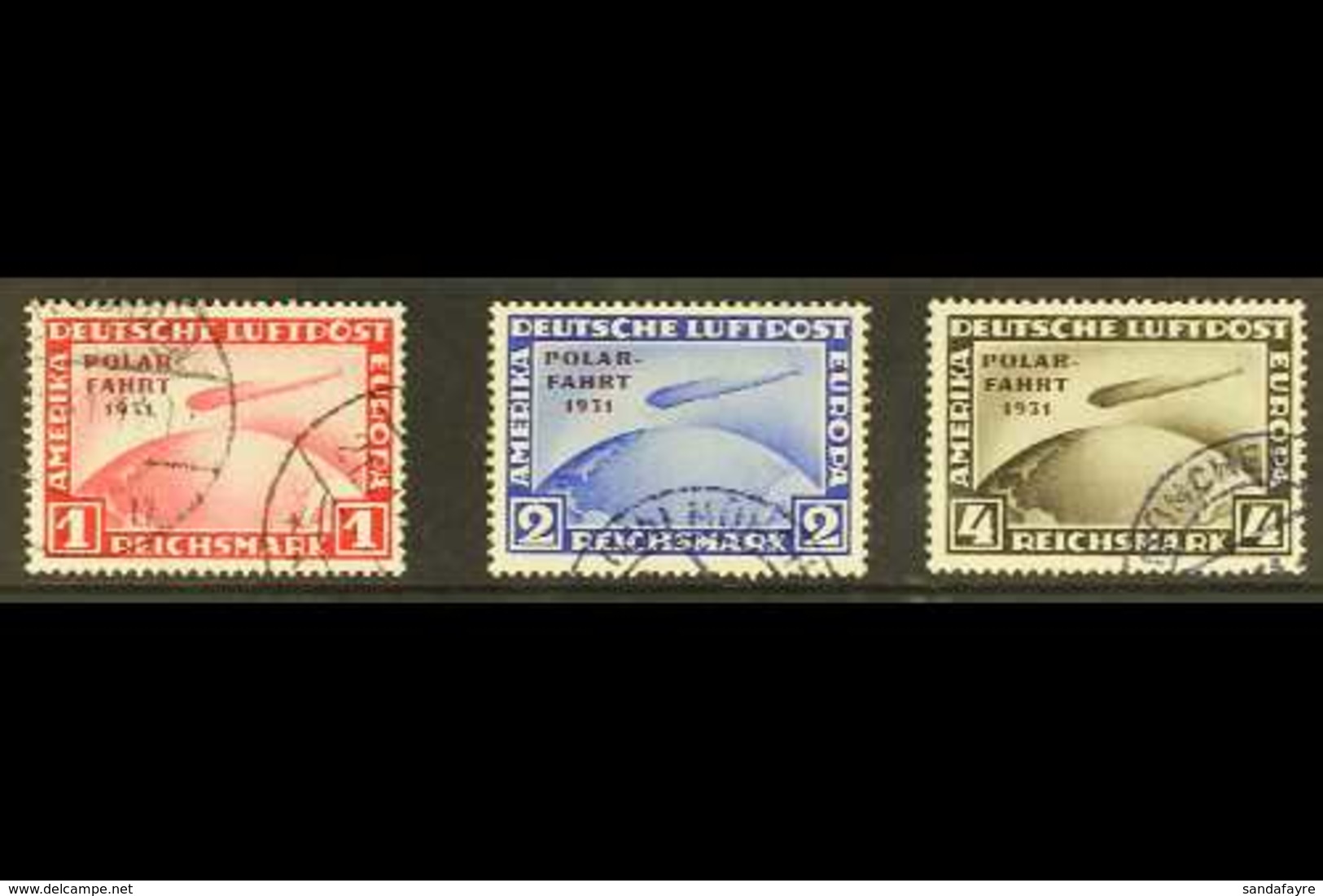 1931 Air Graf Zeppelin Polar Flight Overprints Complete Set (Michel 456/58, SG 469/71), Fine Cds Used, Fresh. (3 Stamps) - Sonstige & Ohne Zuordnung