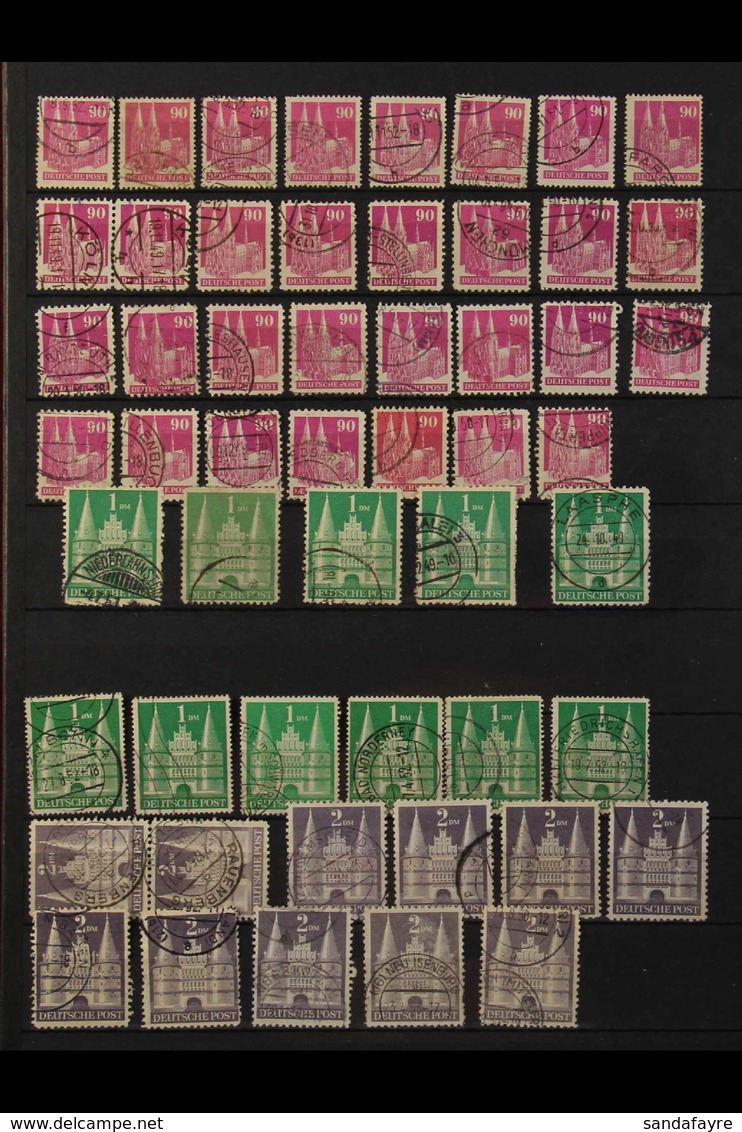 BIZONE (BRITISH AND AMERICAN ZONE) 1948 Buildings Fine Used Accumulation In Stockbook, Includes Blocks, Stamps On Pieces - Other & Unclassified