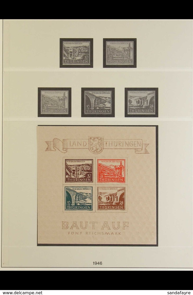 RUSSIAN ZONE THURINGIA 1946 Reconstruction Of Bridges Miniature Sheet, Edition 2 Type IV, Michel Block 4 Cy II/IV, Very  - Sonstige & Ohne Zuordnung