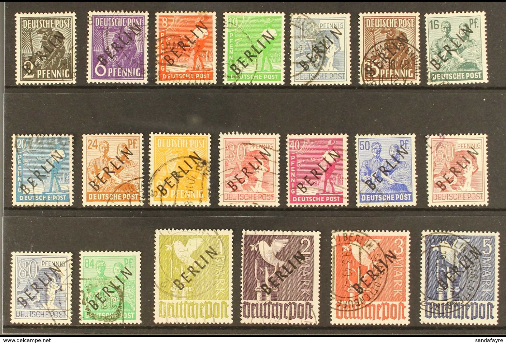 1948 "BERLIN" Overprints Complete (Michel 1/20, SG B1/20), Fine To Very Fine Used, Some Signed Schlegel BPP, 3m & 5m Top - Sonstige & Ohne Zuordnung