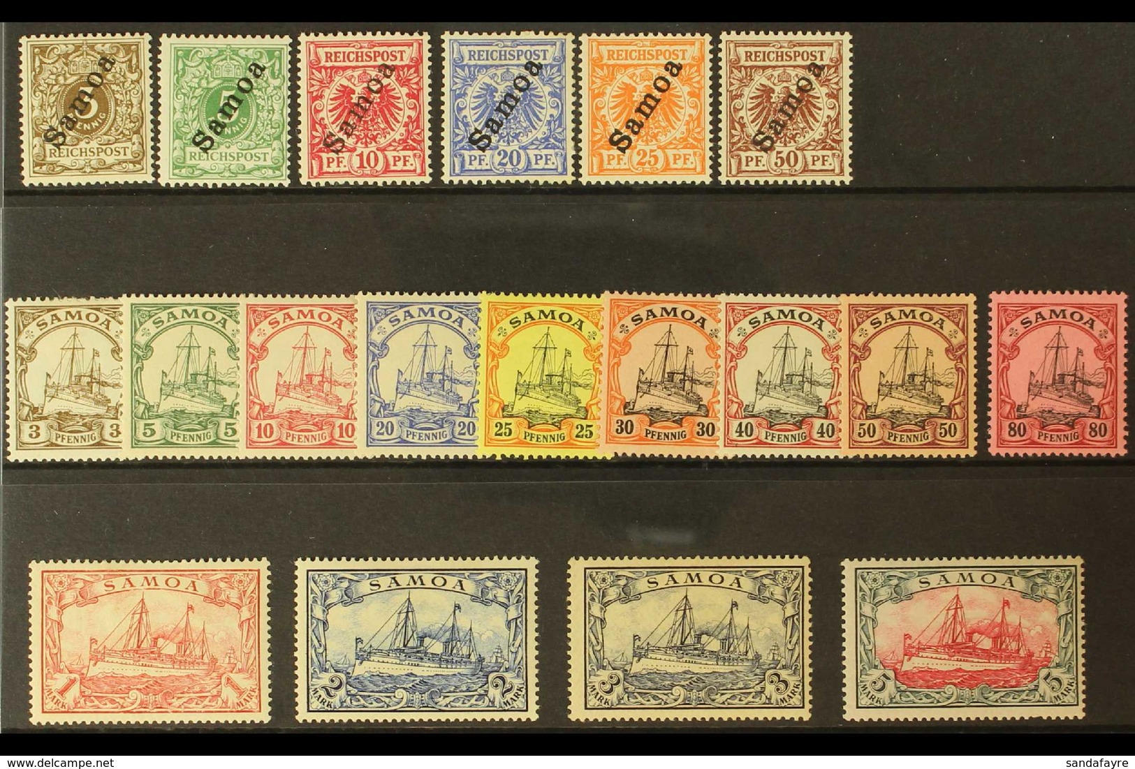 SAMOA 1900-1901 Eagle Overprinted Set & Imperial Yacht Set, Mi 1/19, Fine Mint (19 Stamps) For More Images, Please Visit - Other & Unclassified