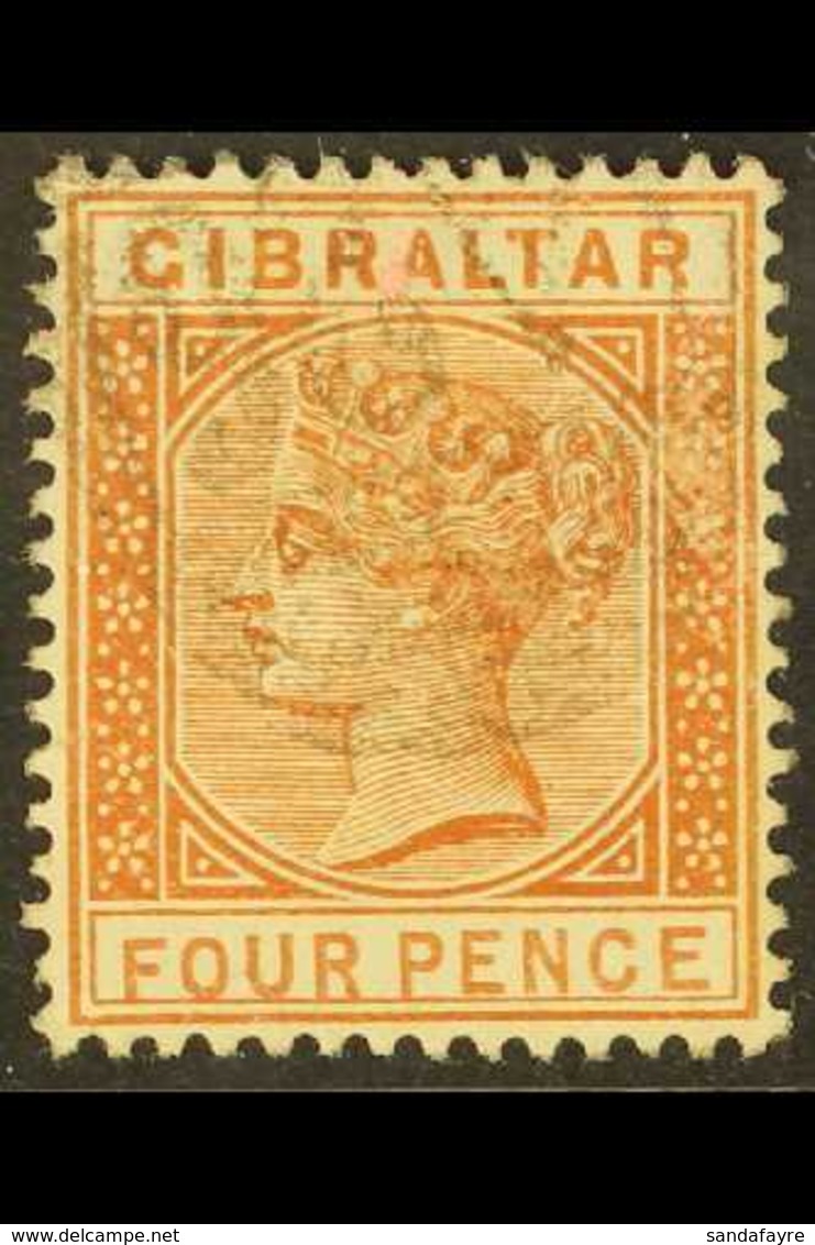 1886-87 4d Orange Brown, SG 12, Fine Used For More Images, Please Visit Http://www.sandafayre.com/itemdetails.aspx?s=631 - Gibraltar