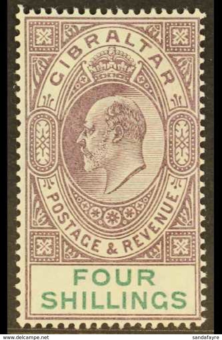 1903 4s Dull Purple And Green, Wmk Crown CA, SG 53, Mint Very Lightly Hinged. Fresh!. For More Images, Please Visit Http - Gibilterra