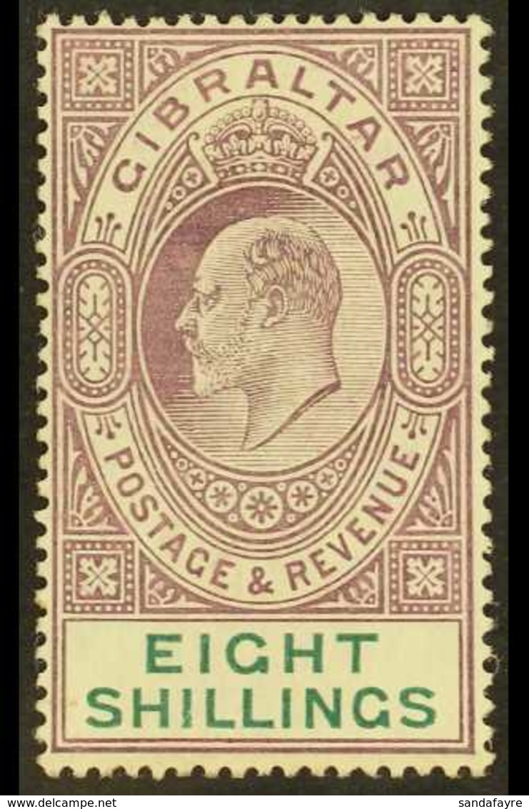 1906-11 8s Purple & Green, SG 74, Fine Mint For More Images, Please Visit Http://www.sandafayre.com/itemdetails.aspx?s=6 - Gibraltar