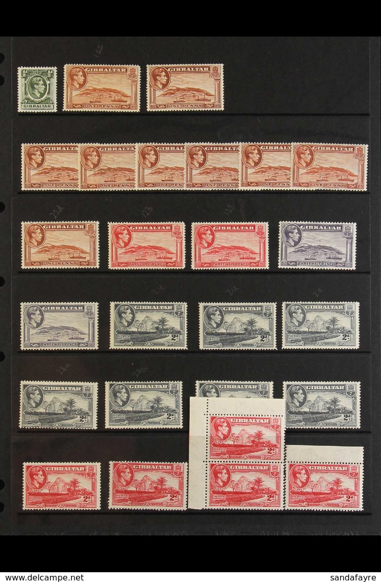 1938-51 MINT KGVI PICTORIAL SELECTION. A Most Useful Range With Shades, Perf & Wmk Types Presented On Stock Pages. Inclu - Gibraltar