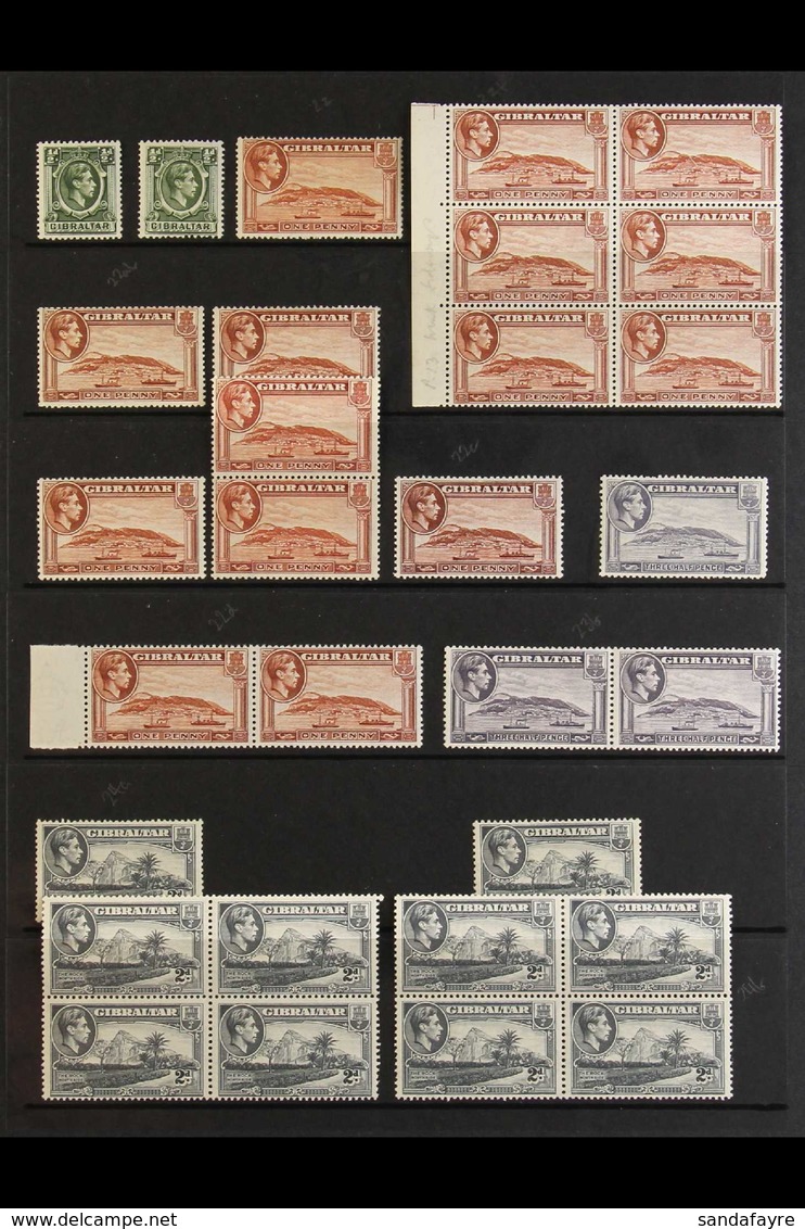 1938-51 NEVER HINGED MINT KGVI SELECTION Presented On A Pair Of Stock Pages & Includes Much Shade, Watermark & Perforati - Gibraltar