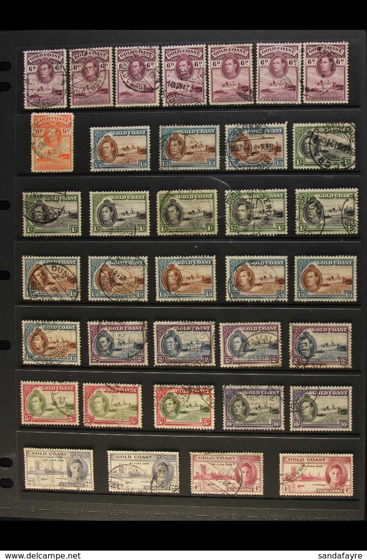 1937-52 USED HOARD CAT £400+ A Useful Accumulation With Some Shade & Postmark Interest, Sets Includes Coronation, 1938-4 - Gold Coast (...-1957)