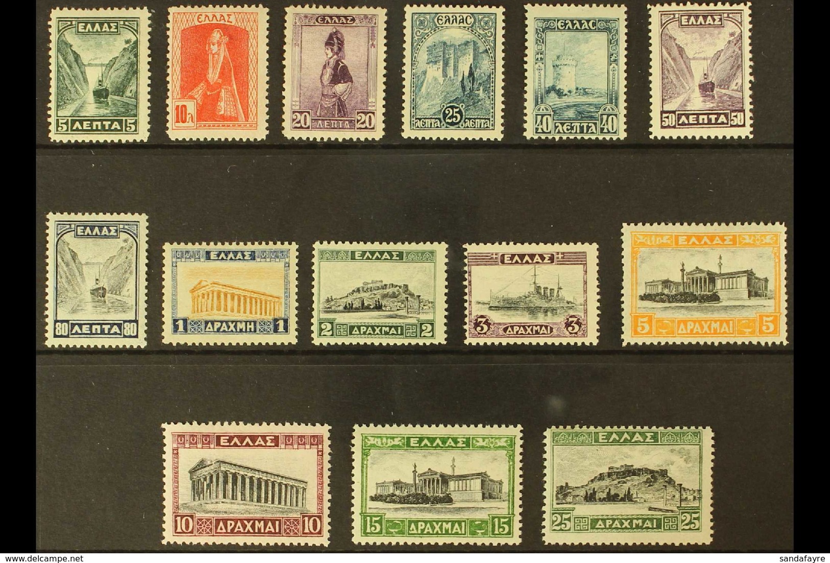 1927 Pictorials Complete Set (Michel 304/17 I, Hellas 467/80, SG 410-23), Fine Mint, Very Fresh. (14 Stamps) For More Im - Sonstige & Ohne Zuordnung