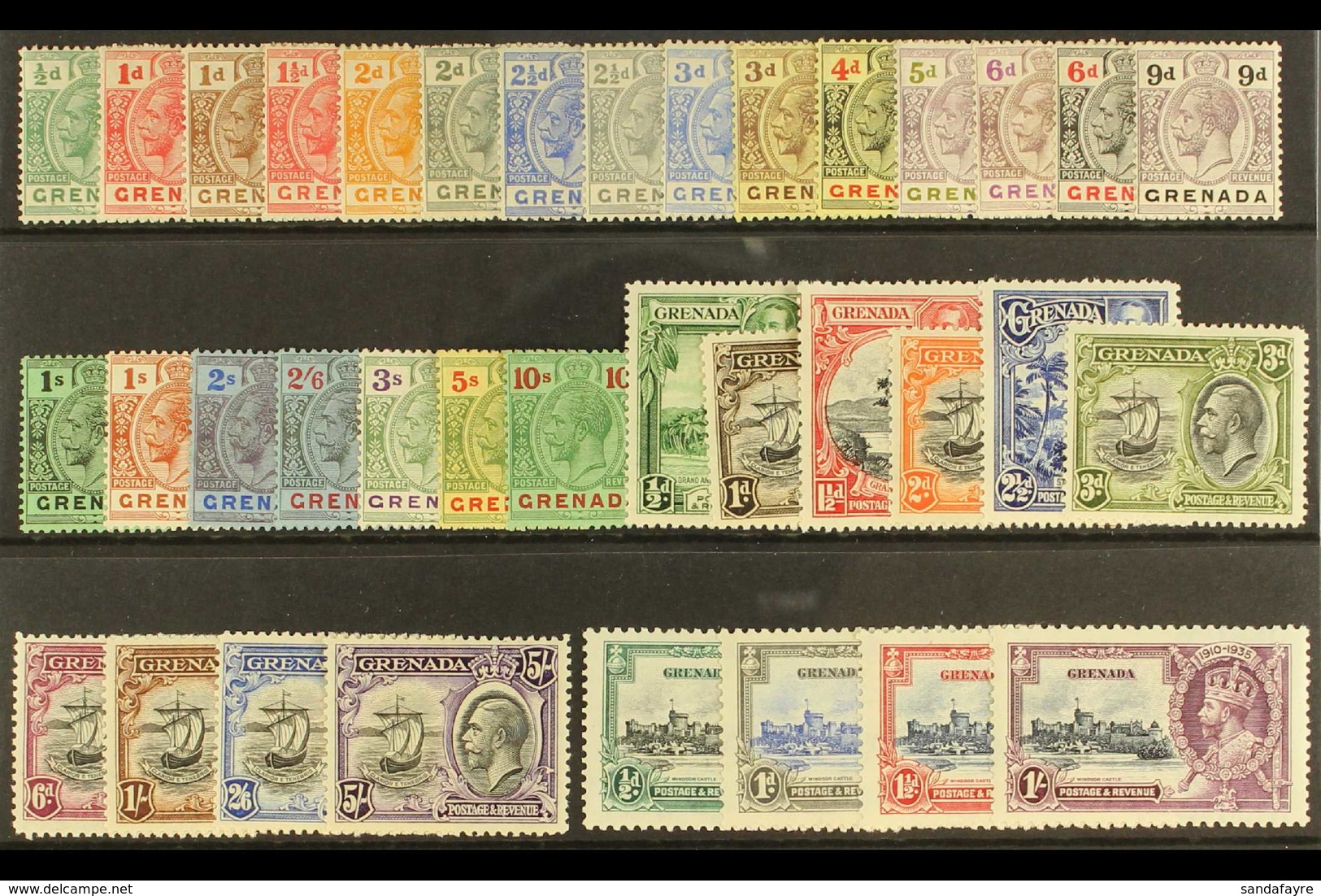 1921-36 KGV MINT COMPLETE. An Attractive Script Watermark Complete Range That Includes The 1921-31 Definitive Set Of 22, - Grenade (...-1974)