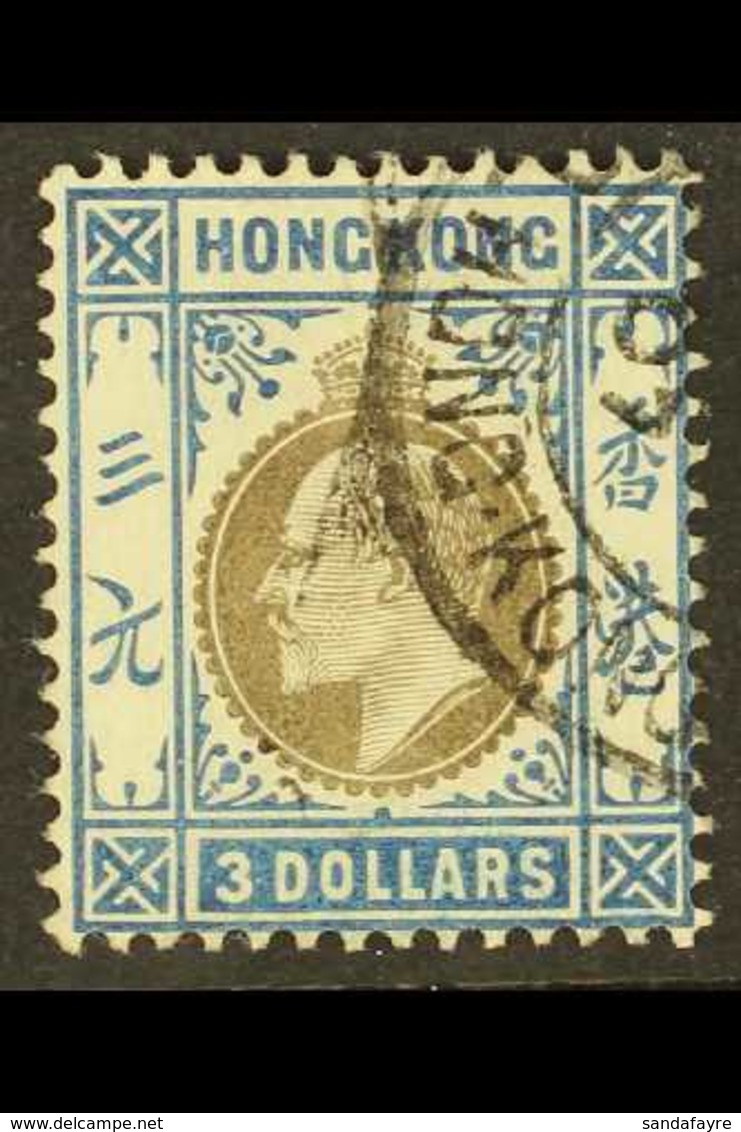 1904 $3 Slate And Dull Blue, Wmk MCA, SG 88, Very Fine Used. For More Images, Please Visit Http://www.sandafayre.com/ite - Other & Unclassified