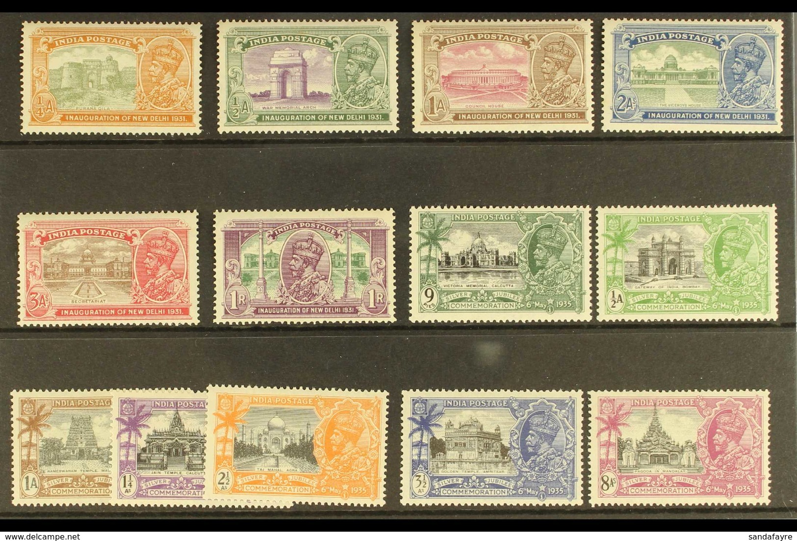 1931-35 COMMEMORATIVE SETS. A Lovely Pair Of Sets On A Stock Card, Includes The 1931 New Delhi Set (SG 226/31) Nhm & The - Sonstige & Ohne Zuordnung