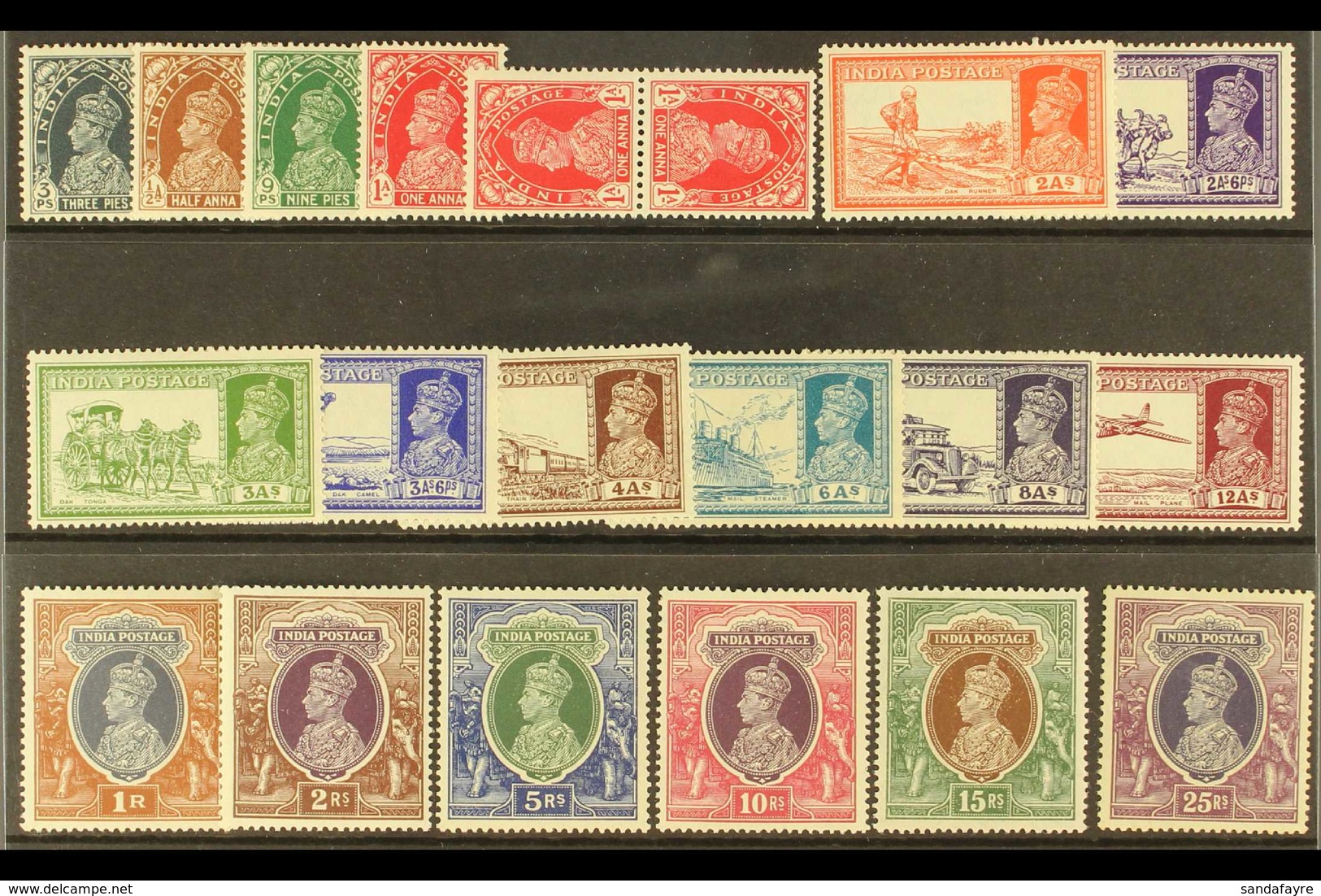 1937-40 KGVI Definitives, Complete Set Plus 1a Tete-beche Pair, SG 247/64, 250a, Very Fine Mint (18 + 1 Pair). For More  - Autres & Non Classés