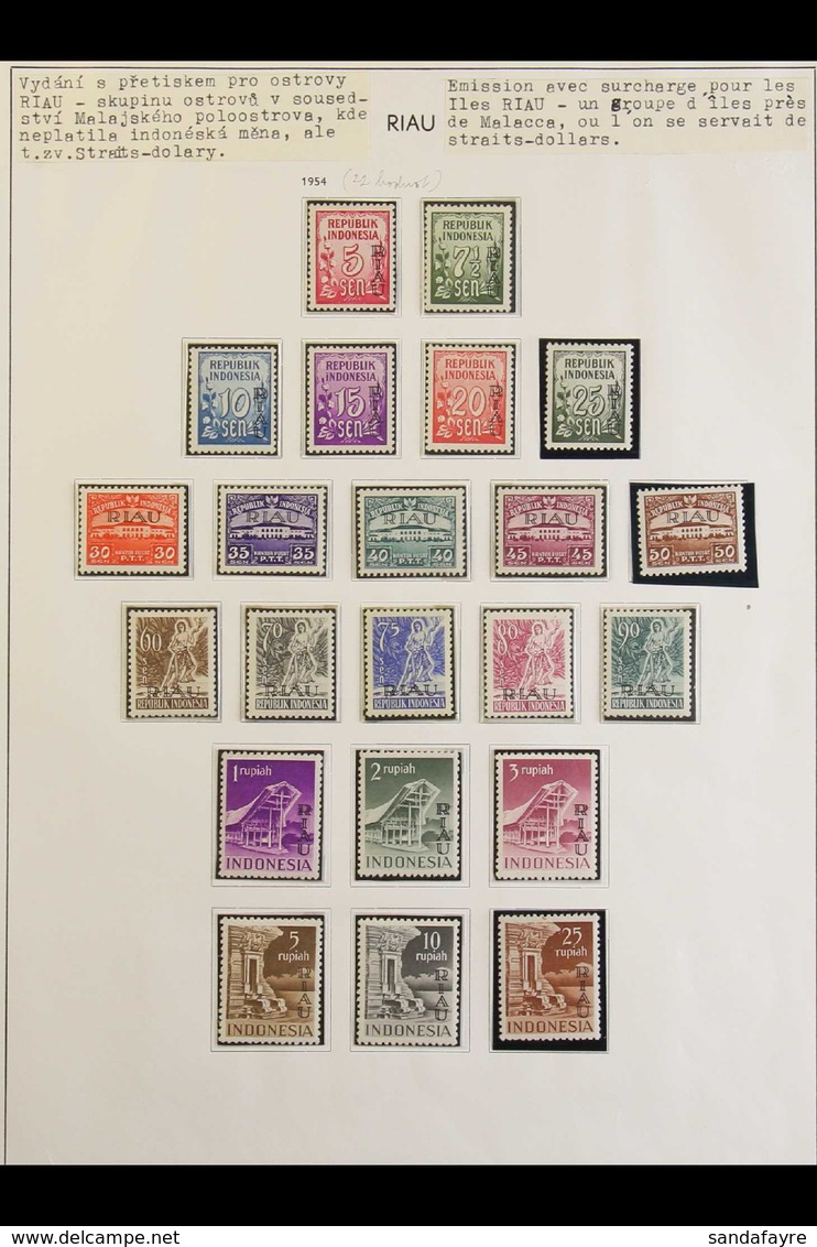 RIAU-LINGGA ARCHIPELAGO 1954-1964 Overprinted Issues COMPLETE, Includes 1954 All Three Sets Of Six, Of Ten, And Of Six,  - Indonesia