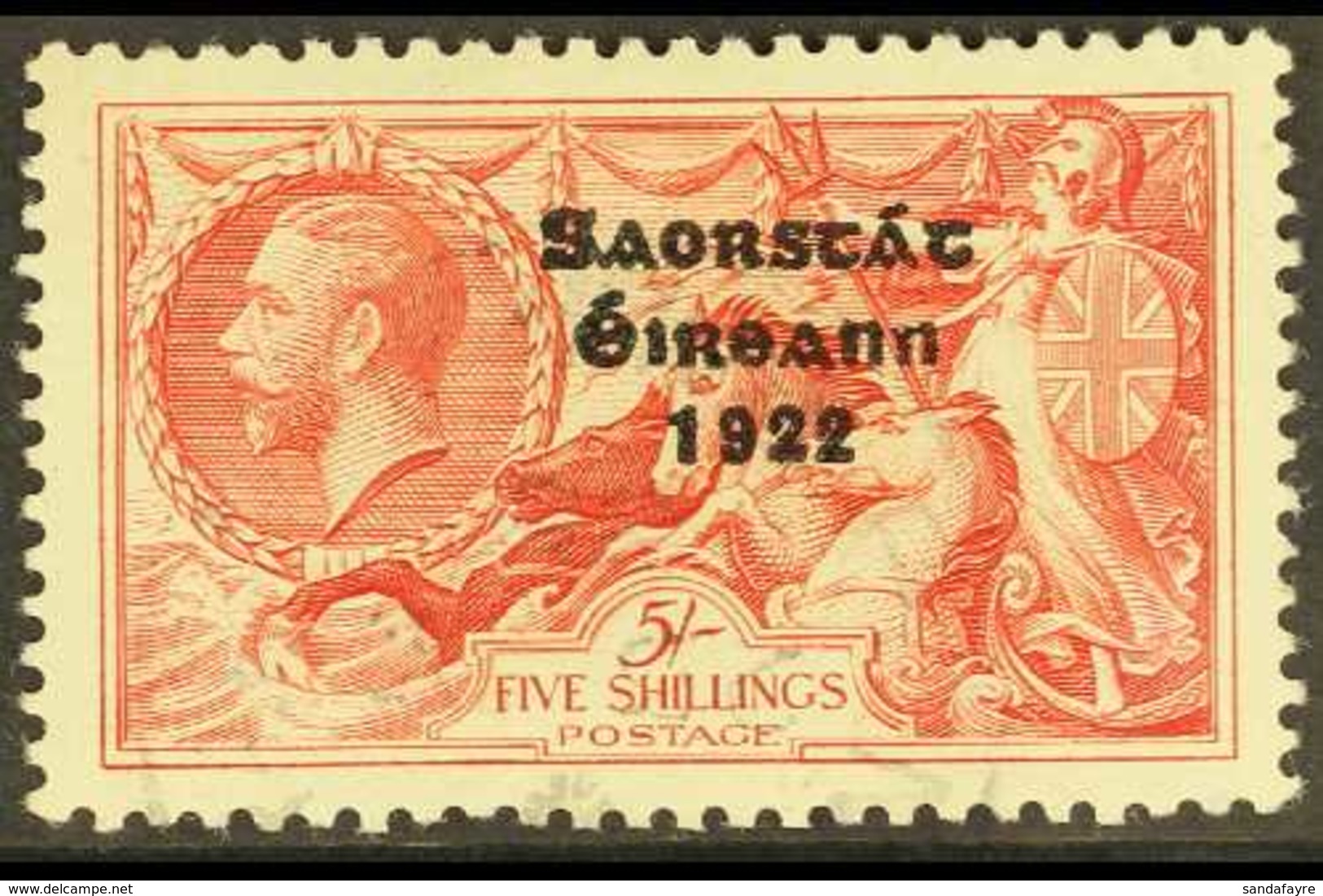 1935 5s Bright Rose-red "Re-engraved Seahorse" With Three Line Overprint, SG 100, Very Fine Used. For More Images, Pleas - Autres & Non Classés
