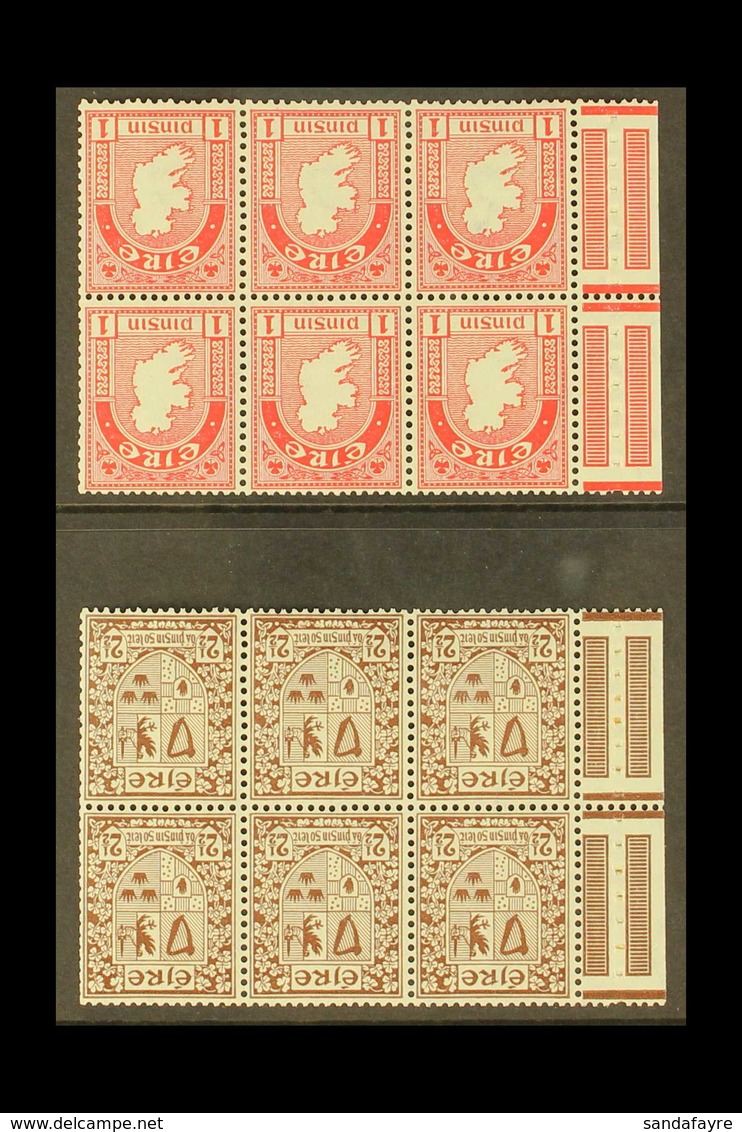 1940-68 MINT BOOKLET PANES 1d Carmine & 2½d Red Brown "INVERTED WATERMARK" Booklet Panes With Binding Margins (SG 112aw  - Autres & Non Classés