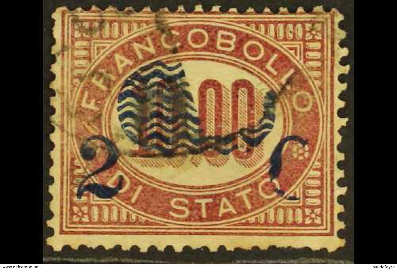1878 2c On 10L Claret Surcharge With Large Part Of Wavy Lines Missing VARIETY (Soprastampa Parzialmente Mancante), Sasso - Unclassified