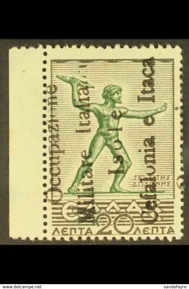 CEFOLONIA & ITHACA 20L Black And Green, Ithaca Issue, Sass 30, Fine Marginal Never Hinged Mint. Couple Of Tone Spots On  - Autres & Non Classés