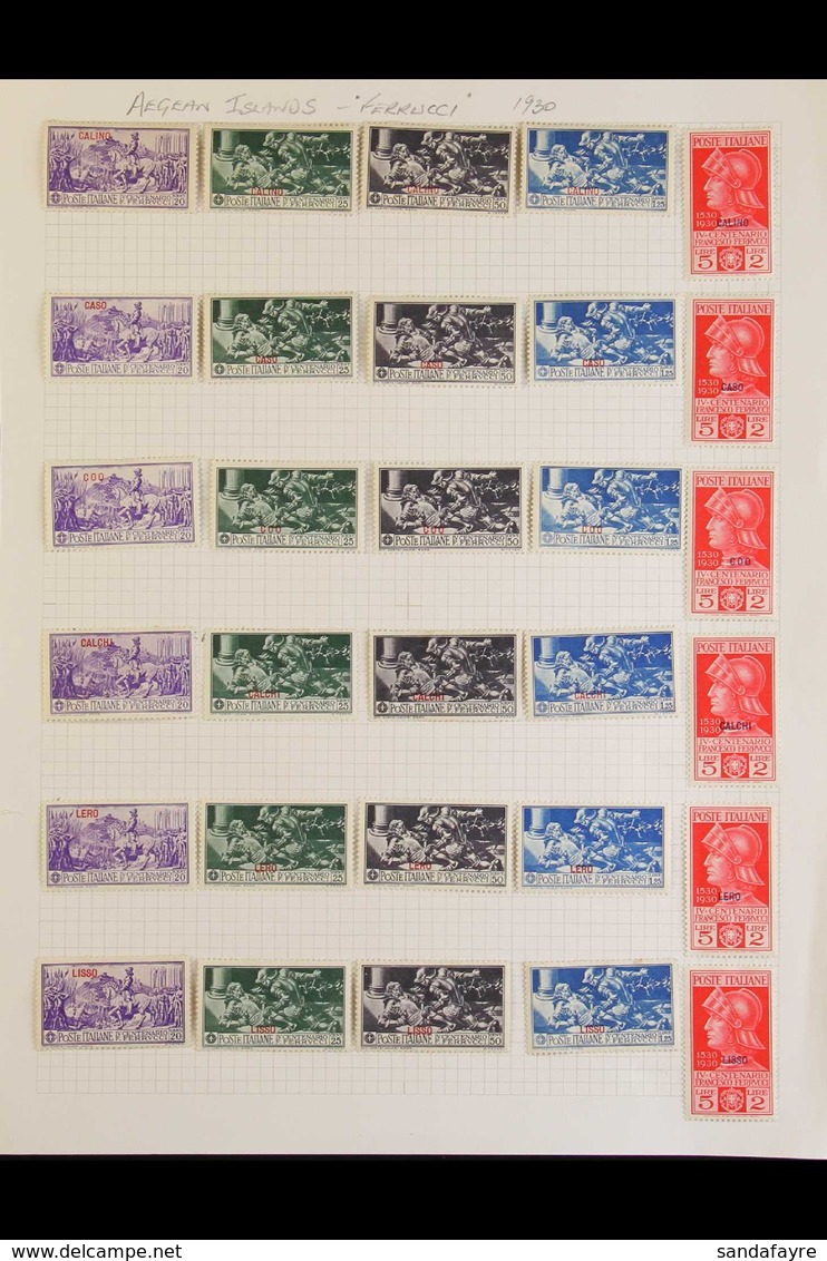 DODECANESE ISLANDS 1930 Ferruci (Postage) Overprinted Sets Of Five Almost Complete Mint For All 13 Islands, Only Missing - Sonstige & Ohne Zuordnung