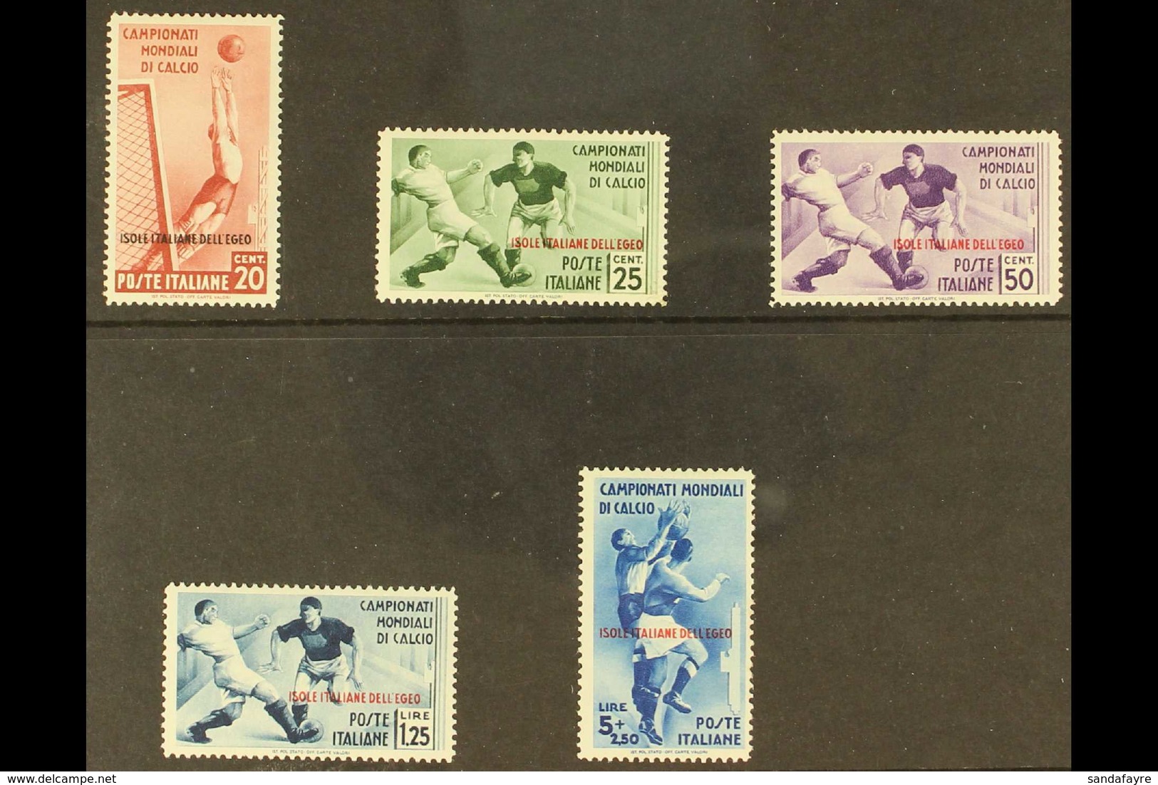 EGEO (DODECANESE ISLANDS) 1934 Football World Cup (Postage) Complete Set (Sass  S.13, SG 128/32), Very Fine Mint. (5 Sta - Other & Unclassified