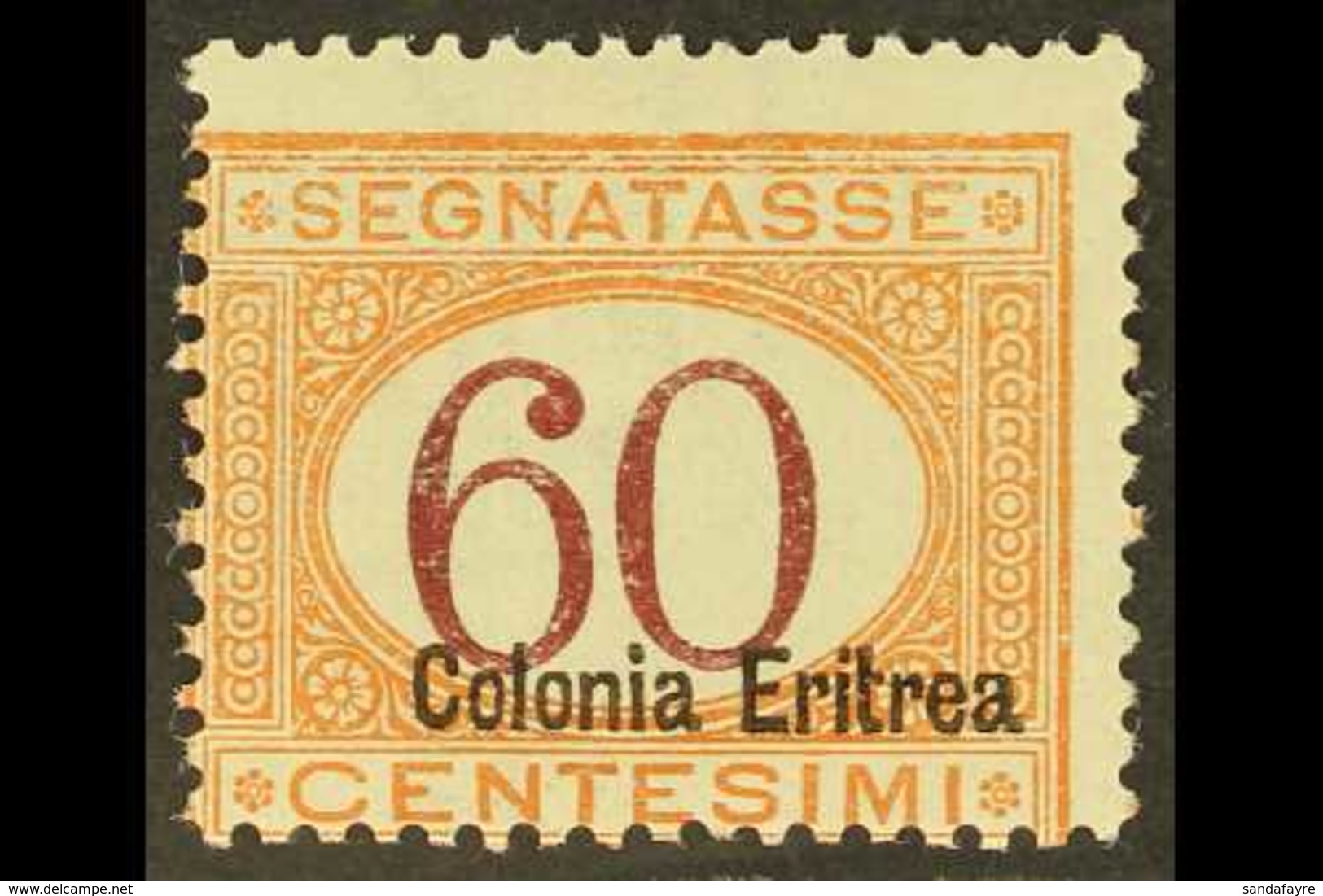 ERITREA POSTAGE DUE 1926 60c Brown & Orange (Sassone 25, SG D116), Never Hinged Mint, Centred To Lower Left, Fresh. For  - Other & Unclassified