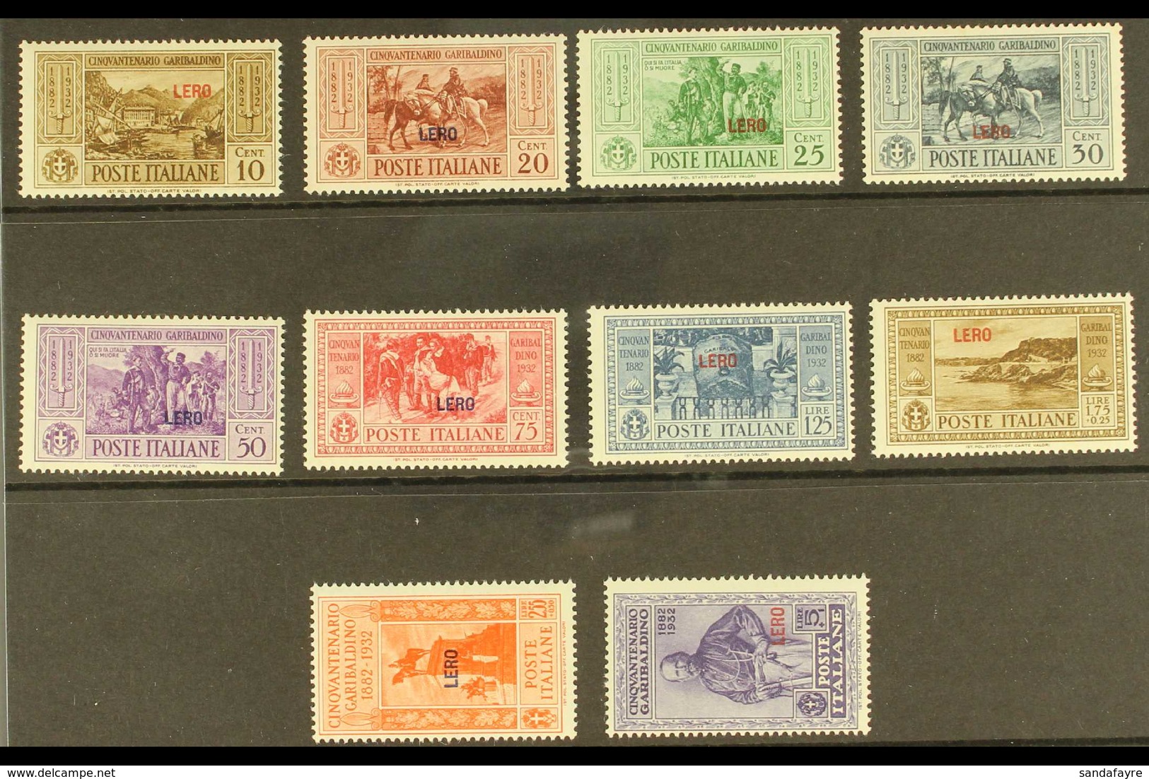 LEROS 1932 Garibaldi "LERO" Overprints Complete Set (SG 89/98 E, Sassone 17/26), Never Hinged Mint, Fresh. (10 Stamps) F - Autres & Non Classés